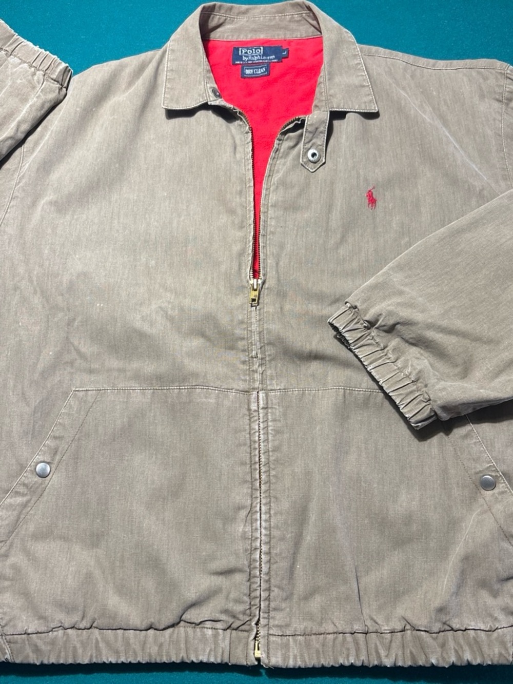 VTG Polo by Ralph Lauren Red Fleece Lined Olive Bomber Jacket , L , $129